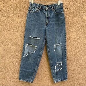 Levi’s Jeans 560 Women's Waist 34 Blue Distressed Cut-out‎ Denim